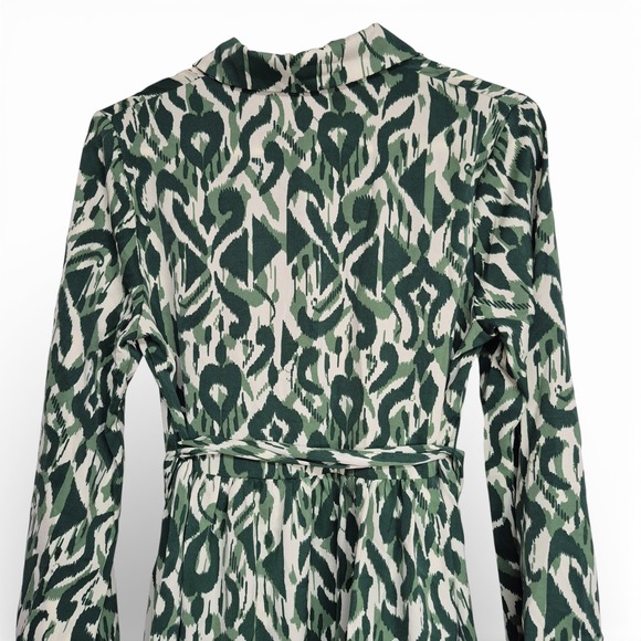 Umgee USA Green Abstract Print Button Down Mini Dress Long Balloon Sleeve Small - Picture 7 of 11